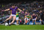 22 January 2023; Shane Walsh of Kilmacud Crokes scores his side's first goal, from a penalty, during the AIB GAA Football All-Ireland Senior Club Championship Final match between Watty Graham's Glen of Derry and Kilmacud Crokes of Dublin at Croke Park in Dublin. Photo by Piaras Ó Mídheach/Sportsfile