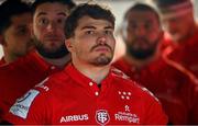22 January 2023; Toulouse captain Antoine Dupont prepares to lead his side onto the pitch before the Heineken Champions Cup Pool B Round 4 match between Toulouse and Munster at Stade Ernest Wallon in Toulouse, France. Photo by Brendan Moran/Sportsfile