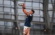 21 January 2023; Joe McCarthy of Leinster during the Heineken Champions Cup Pool A Round 4 match between Leinster and Racing 92 at Aviva Stadium in Dublin. Photo by David Fitzgerald/Sportsfile