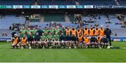 22 January 2023; The Dunloy Cuchullains panel ahead of the AIB GAA Hurling All-Ireland Senior Club Championship Final match between Shamrocks Ballyhale of Kilkenny and Dunloy Cuchullains of Antrim at Croke Park in Dublin. Photo by Daire Brennan/Sportsfile