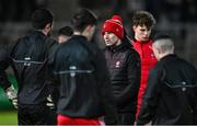 21 January 2023; Derry manager Rory Gallagher with his players before the Bank of Ireland Dr McKenna Cup Final match between Derry and Tyrone at Athletic Grounds in Armagh. Photo by Oliver McVeigh/Sportsfile