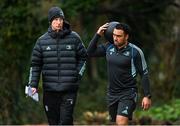 23 January 2023; Head coach Leo Cullen and Charlie Ngatai during a Leinster Rugby squad training session at UCD in Dublin. Photo by Harry Murphy/Sportsfile