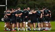 23 January 2023; Ross Molony, centre, and teammates huddle during a Leinster Rugby squad training session at UCD in Dublin. Photo by Harry Murphy/Sportsfile