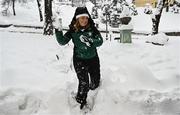 23 January 2023; Team Ireland Chef de Mission Nancy Chillingworth during a team walk before the 2023 Winter European Youth Olympic Festival at Friuli-Venezia Giulia in Udine, Italy. Photo by Eóin Noonan/Sportsfile