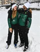 23 January 2023; Team Ireland alpine skiing coaches Georgia Esposito and Giorgio Marchesini during a team walk before the 2023 Winter European Youth Olympic Festival at Friuli-Venezia Giulia in Udine, Italy. Photo by Eóin Noonan/Sportsfile