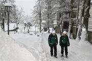 23 January 2023; Team Ireland communications manager Heather Boyle, left, and Chef de Mission Nancy Chillingworth  during a team walk before the 2023 Winter European Youth Olympic Festival at Friuli-Venezia Giulia in Udine, Italy. Photo by Eóin Noonan/Sportsfile