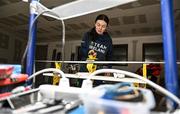 24 January 2023; Team Ireland alpine skier Eábha McKenna preparing her skis before the 2023 Winter European Youth Olympic Festival at Friuli-Venezia Giulia in Udine, Italy. Photo by Eóin Noonan/Sportsfile