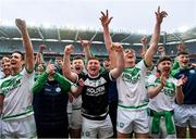 22 January 2023; Shamrocks Ballyhale players, including goalkeeper Dean Mason, centre, celebrate after their side's victory in the AIB GAA Hurling All-Ireland Senior Club Championship Final match between Shamrocks Ballyhale of Kilkenny and Dunloy Cúchullain's of Antrim at Croke Park in Dublin. Photo by Piaras Ó Mídheach/Sportsfile