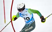 24 January 2023; Ethan Bouchard of Team Ireland competes in the boys slalom event during day one of the 2023 Winter European Youth Olympic Festival at Friuli-Venezia Giulia in Udine, Italy. Photo by Eóin Noonan/Sportsfile