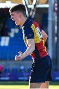 24 January 2023; Conor Toomey of St Fintans High School celebrates after scoring his side's first try during the Bank of Ireland Vinnie Murray Cup Semi-Final match between St Fintans High School and CUS at Energia Park in Dublin. Photo by Tyler Miller/Sportsfile