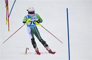 24 January 2023; Ethan Bouchard of Team Ireland competes in the boys slalom event during day one of the 2023 Winter European Youth Olympic Festival at Friuli-Venezia Giulia in Udine, Italy. Photo by Eóin Noonan/Sportsfile