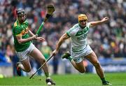 22 January 2023; Colin Fennelly of Shamrocks Ballyhale in action against Ryan McGarry of Dunloy Cúchullain's during the AIB GAA Hurling All-Ireland Senior Club Championship Final match between Shamrocks Ballyhale of Kilkenny and Dunloy Cúchullain's of Antrim at Croke Park in Dublin. Photo by Ramsey Cardy/Sportsfile