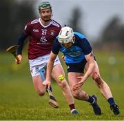 22 January 2023; Conor Donohoe of Dublin and Niall O'Brien of Westmeath during the Walsh Cup Group 1 Round 3 match between Westmeath and Dublin at Kinnegad GAA Club in Kinnegad, Westmeath. Photo by Ben McShane/Sportsfile