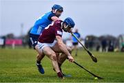 22 January 2023; Conor Shaw of Westmeath and John Hetherton of Dublin during the Walsh Cup Group 1 Round 3 match between Westmeath and Dublin at Kinnegad GAA Club in Kinnegad, Westmeath. Photo by Ben McShane/Sportsfile