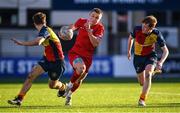 24 January 2023; Senan Campbell of CUS during the Bank of Ireland Vinnie Murray Cup Semi-Final match between St Fintans High School and CUS at Energia Park in Dublin. Photo by Tyler Miller/Sportsfile