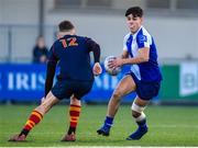 24 January 2023; Francis Manzocchi of St Andrew's College in action against Ollie Barr of Temple Carrig during the Bank of Ireland Vinnie Murray Cup Semi-Final match between Temple Carrig and St Andrews College at Energia Park in Dublin. Photo by Tyler Miller/Sportsfile