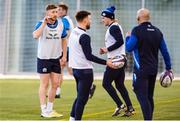 24 January 2023; Ben Healy, left, with Stuart Hogg and head coach Gregor Townsend during Scotland rugby squad training at Oriam in Edinburgh, Scotland. Photo by Mark Scates/Sportsfile