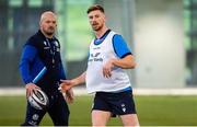 24 January 2023; Ben Healy with head coach Gregor Townsend, left, during Scotland rugby squad training at Oriam in Edinburgh, Scotland. Photo by Mark Scates/Sportsfile
