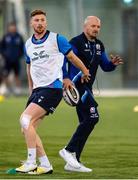 24 January 2023; Ben Healy with head coach Gregor Townsend, right, during Scotland rugby squad training at Oriam in Edinburgh, Scotland. Photo by Mark Scates/Sportsfile