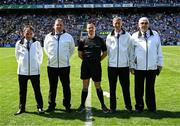 10 July 2022; Referee Patrick Neilan and his umpires before the GAA Football All-Ireland Senior Championship Semi-Final match between Dublin and Kerry at Croke Park in Dublin. Photo by Ray McManus/Sportsfile