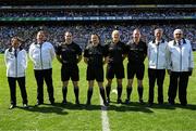10 July 2022; Referee Patrick Neilan and his officials before the GAA Football All-Ireland Senior Championship Semi-Final match between Dublin and Kerry at Croke Park in Dublin. Photo by Ray McManus/Sportsfile