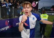 24 January 2023; Karl Deegan of St Andrew's College celebrates after his side's victory in the Bank of Ireland Vinnie Murray Cup Semi-Final match between Temple Carrig and St Andrews College at Energia Park in Dublin. Photo by Tyler Miller/Sportsfile