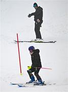 25 January 2023; Eábha McKenna of Ireland inspects the piste before competing during day two of the 2023 Winter European Youth Olympic Festival at Friuli-Venezia Giulia in Udine, Italy. Photo by Eóin Noonan/Sportsfile