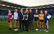 26 January 2023; In attendance at Croke Park, Dublin, to launch the 2023 Yoplait Ladies HEC third-level Ladies Football Championships are Deirdre Lowry, Yoplait Ireland Brand Manager, centre, alongside Daniel Caldwell, Ladies HEC Chairperson, left, and ATU Sport Sports Officer Nigel Jennings and footballers, from left, Hannah Noone of University of Galway, Aisling Reidy of University of Limerick, Bláithín Bogue of Queen's University Belfast, Aoife Farrell of DCU Dóchas Éireann and Elaine Ni Niadh of ATU. Yoplait Ireland, the 'Official Yogurt of the LGFA' has confirmed a second year of partnership with the Ladies Gaelic Football Association. Yoplait Ireland will continue to sponsor the Higher Education Committee (HEC) third-level championships in 2023. Photo by David Fitzgerald/Sportsfile