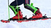 26 January 2023; A detailed view of ski boots and ski's during the girls giant slalom event during day three of the 2023 Winter European Youth Olympic Festival at Friuli-Venezia Giulia in Udine, Italy. Photo by Eóin Noonan/Sportsfile