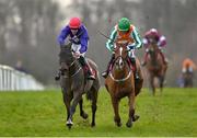 26 January 2023; D Art D Art, right, with Patrick Mullins up, on their way to winning the PJ Foley Memorial Flat Race, from second place Jerisk Star, left, with Elizabeth Doyle up, at Gowran Park in Kilkenny. Photo by Seb Daly/Sportsfile