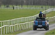 26 January 2023; A mobile broadcast television camera at Gowran Park in Kilkenny. Photo by Seb Daly/Sportsfile