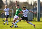 27 January 2023; Barry Coffey of Cork City in action against Andy Boyle of Dundalk during the Pre-Season Friendly match between Cork City and Dundalk at the FAI National Training Centre in Abbotstown, Dublin. Photo by Ben McShane/Sportsfile