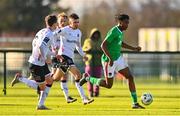 27 January 2023; Franco Umeh of Cork City during the Pre-Season Friendly match between Cork City and Dundalk at the FAI National Training Centre in Abbotstown, Dublin. Photo by Ben McShane/Sportsfile