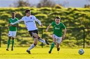 27 January 2023; Louis Annesley of Dundalk and Aaron Bolger of Cork City during the Pre-Season Friendly match between Cork City and Dundalk at the FAI National Training Centre in Abbotstown, Dublin. Photo by Ben McShane/Sportsfile