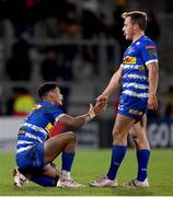 27 January 2023; Sacha Feinberg-Mngomezulu, left, and Kade Wolhuter of DHL Stormers after their side's defeat in the United Rugby Championship match between Ulster and DHL Stormers at Kingspan Stadium in Belfast. Photo by Ramsey Cardy/Sportsfile