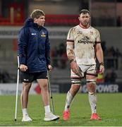 27 January 2023; Evan Roos of DHL Stormers and Duane Vermeulen of Ulster after the United Rugby Championship match between Ulster and DHL Stormers at Kingspan Stadium in Belfast. Photo by Ramsey Cardy/Sportsfile