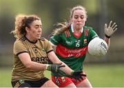 28 January 2023; Aisling O'Connell of Kerry in action against Maria Cannon of Mayo during the 2023 Lidl Ladies National Football League Division 1 Round 2 match between Mayo and Kerry at the NUI Galway Connacht GAA Centre of Excellence in Bekan, Mayo. Photo by Piaras Ó Mídheach/Sportsfile