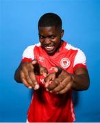 27 January 2023; Serge Atakayi poses for a portrait during a St Patrick's Athletic squad portrait session at Richmond Park in Dublin. Photo by Stephen McCarthy/Sportsfile