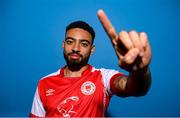 27 January 2023; Jake Mulraney poses for a portrait during a St Patrick's Athletic squad portrait session at Richmond Park in Dublin. Photo by Stephen McCarthy/Sportsfile