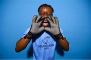 27 January 2023; Goalkeeper David Odumosu poses for a portrait during a St Patrick's Athletic squad portrait session at Richmond Park in Dublin. Photo by Stephen McCarthy/Sportsfile