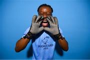 27 January 2023; Goalkeeper David Odumosu poses for a portrait during a St Patrick's Athletic squad portrait session at Richmond Park in Dublin. Photo by Stephen McCarthy/Sportsfile