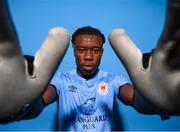 27 January 2023; Goalkeeper David Odumosu poses for a portrait during a St Patrick's Athletic squad portrait session at Richmond Park in Dublin. Photo by Stephen McCarthy/Sportsfile