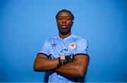 27 January 2023; Goalkeeper David Odumosu poses for a portrait during a St Patrick's Athletic squad portrait session at Richmond Park in Dublin. Photo by Stephen McCarthy/Sportsfile