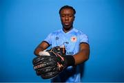 27 January 2023; Goalkeeper David Odumosu poses for a portrait during a St Patrick's Athletic squad portrait session at Richmond Park in Dublin. Photo by Stephen McCarthy/Sportsfile