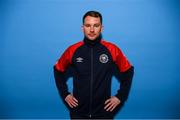 27 January 2023; Head of media Jamie Moore poses for a portrait during a St Patrick's Athletic squad portrait session at Richmond Park in Dublin. Photo by Stephen McCarthy/Sportsfile