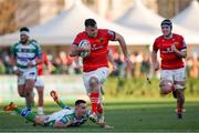 28 January 2023; Jack O’Sullivan of Munster runs to score his side's second try during the United Rugby Championship match between Benetton and Munster at Stadio Monigo in Treviso, Italy. Photo by Roberto Bregani/Sportsfile