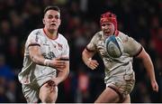 27 January 2023; James Hume of Ulster offloads to setup a try for Jeffrey Toomaga-Allen during the United Rugby Championship match between Ulster and DHL Stormers at Kingspan Stadium in Belfast. Photo by Ramsey Cardy/Sportsfile