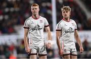 27 January 2023; Nathan Doak, left, and Rob Lyttle of Ulster during the United Rugby Championship match between Ulster and DHL Stormers at Kingspan Stadium in Belfast. Photo by Ramsey Cardy/Sportsfile