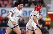 27 January 2023; Jeffrey Toomaga-Allen, left, and Tom Stewart of Ulster during the United Rugby Championship match between Ulster and DHL Stormers at Kingspan Stadium in Belfast. Photo by Ramsey Cardy/Sportsfile