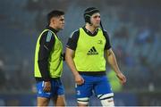 28 January 2023; Aitzol King, left, and James Culhane of Leinster before the United Rugby Championship match between Leinster and Cardiff at RDS Arena in Dublin. Photo by Harry Murphy/Sportsfile